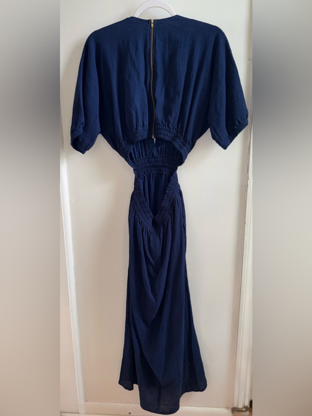 Rue Stiic Zion Maxi Dress in Navy Linen Blend - Open Back - Picture 7 of 16